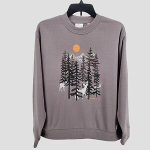 Mountain and Isles Graphic Sweatshirt Womens XSmall Crewneck Long Sleeve Stretch